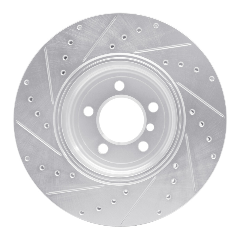 BMW 750LI Brake Rotor (1) - Rear Right - R1 Concepts - Drilled & Slotted - Silver - `05-`08